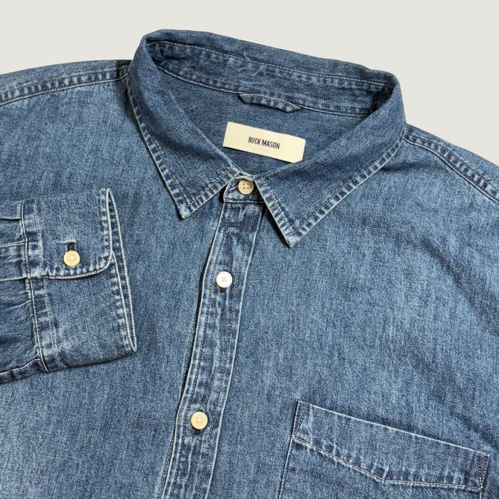Buck Mason Denim Shirt Mens XXL Blue Long Sleeve Button Up BM13013.138 Workwear